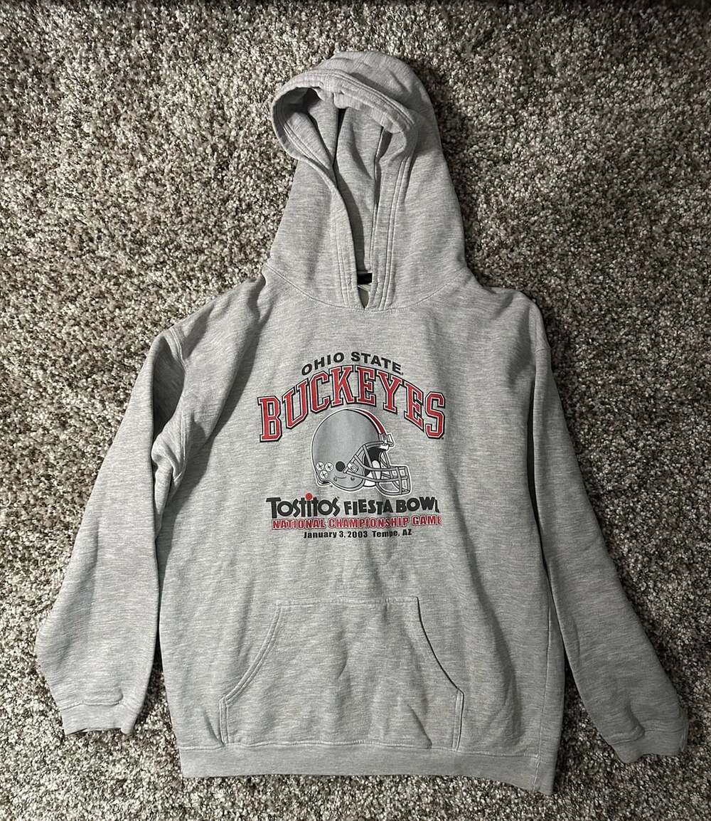 Vintage Crable Sportswear Ohio State Buckeyes Fiesta Bowl Hoodie Gray Y2K
